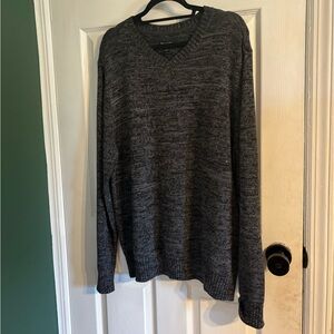 thick grey v neck sweater
